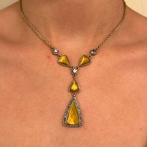 Vintage Anne Klein Lime Green Faceted Necklace 16"